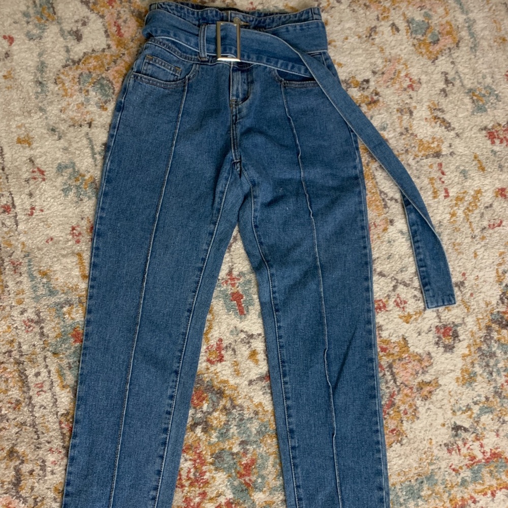 Nasty Gal mom jeans with belt
